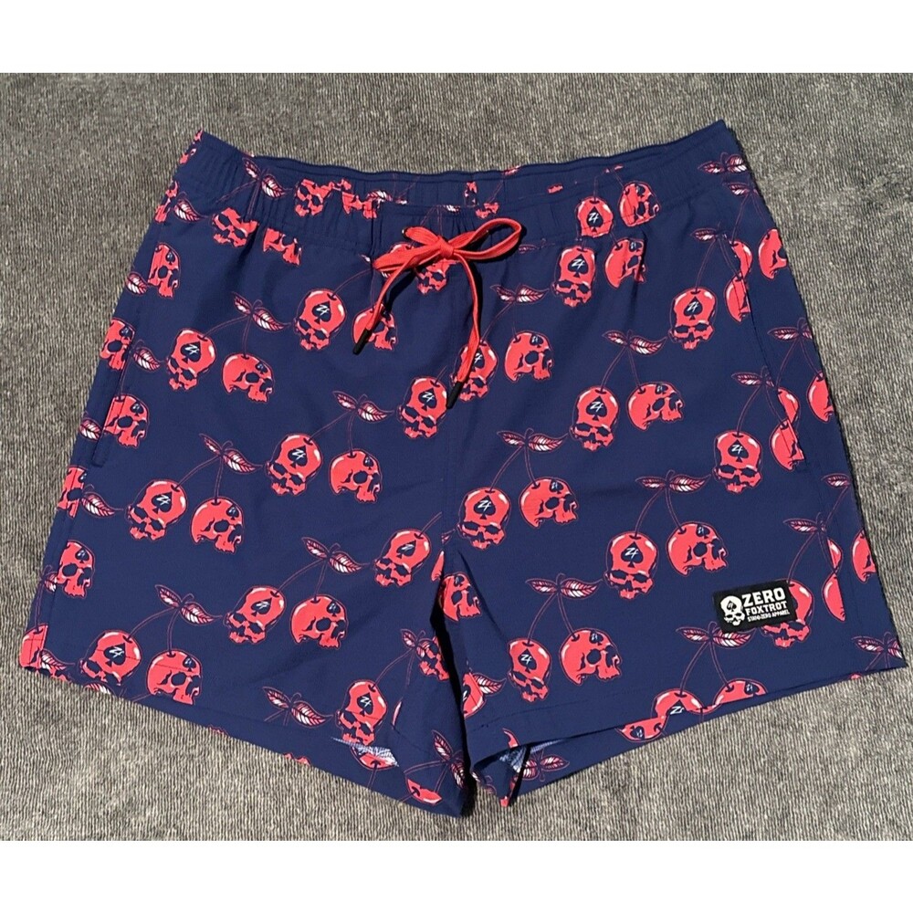 Zero Foxtrot Swim Trunks Mens XL Skull Cherries Stretch Waist Lined Shorts 2024